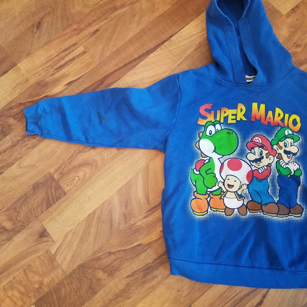 Super Mario Brothers Pullover Hoodie size Small 6-7 Child Sweatshirt Blue Bin6 - Picture 10 of 13